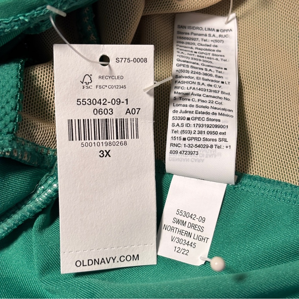 NWT Old Navy UPF Side-Tie Swimsuit Dress Beach Cruiser Green 3X Modest Skirted - Picture 11 of 12